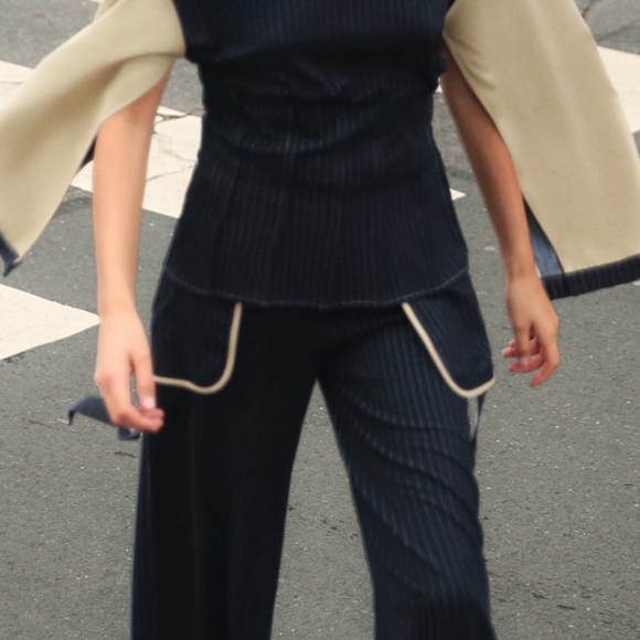 Zara Set Striped Sweatshirt Mixed Stripped + Pants Black/Sand size M BNWT - Picture 11 of 16